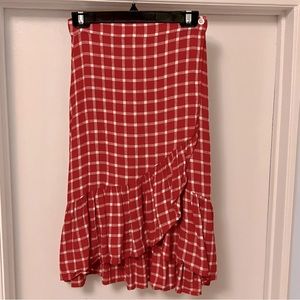 Rails red white checkered skirt